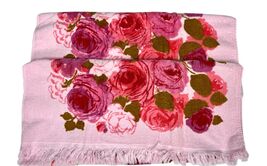 2 Vintage RETRO Hot Pink Bath Towels  Flower Power Fringe MCM Retro Brig... - $90.70