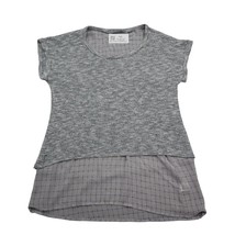 Olivia Moon Shirt Womens S Gray Short Sleeve Scoop Neck Knit Stretch Tunic Tee - £14.88 GBP