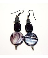 Vintage Smoke Gray Purple Earrings Costume Handmade Faux Stone B66 Maine - $27.45 CAD