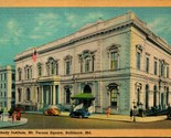 Peabody Institute Mt Vernon Square Baltimore Maryland MD Linen Postcard B6 - £2.29 GBP