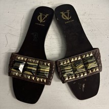 Vero Cuoio Signature Women&#39;s Sandals Shoes Size 8 narrow Italy Gold Brown - $23.50