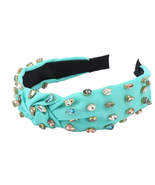 Teal Green Crystal Studded Fabric Headband - £13.98 GBP