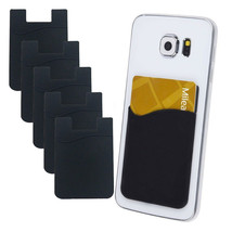 5X Silicone Credit Card Holder Cell Phone Wallet Pocket Sticker Adhesive Black - £10.41 GBP
