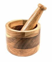 Acacia Wood Mortar And Pestle Perfect For Grinder Spices, Pestos and Guacamole - £50.72 GBP