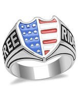 Patriotic Biker Mens Ring Stainless Steel TK316 - $27.23 CAD