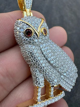 2.50Ct Round Cut Simulated Diamond Owl Shape Pendant 14K Yellow Gold Plated - £154.27 GBP