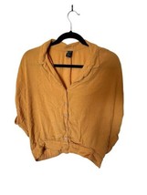 Prana Womens Top Permilia Mustard Yellow Button Up Dolman Sleeve Size M - £15.07 GBP