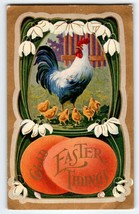 Glad Easter Tidings Postcard Rooster Hen Baby Chicks Flowers Vintage 1911 - £7.58 GBP