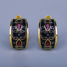 Gs for women s fashion gold inlaid red zircon earrings classic handmade enamel two tone thumb200