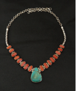 Tibetan Necklace Silver Coral Turquoise Colorful Stone Inlaid Nepalese V... - €318,69 EUR
