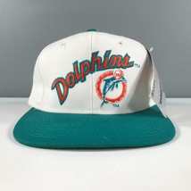 Vintage Miami Dolphins Gorra Ajustada Tamaño 6 7/8 Blanco Verde Azulado Logo - £29.60 GBP