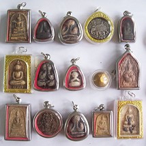 15 Thai Buddhist Buddha Buddhism Clay Amulet Medallions Charms Pendants Set Thai - £27.96 GBP