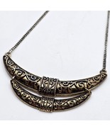 Statement Necklace Gold Tone Filigree Scrollwork Crescent Boho Witchy - $28.66