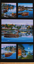 23&quot; X 44&quot; Panel Classic Boats Cabin Lake House Vacation Cotton Fabric D580.41 - £4.67 GBP