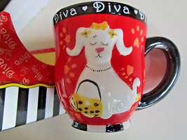Diva Dog Coffee Cup Mug 12 Oz, Gift Boxed Ceramic... So Colorful &amp; Cute! Look - £11.21 GBP