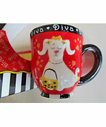 DIVA DOG Coffee Cup Mug 12 oz, GIFT BOXED Ceramic... so colorful & cute! LOOK - $9.99
