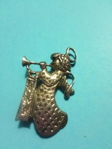 ANGEL Joy Playing Trumpet BROOCH Pin in Sterling Silver - 2 1/8 inches - $45.00