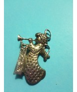 ANGEL Joy Playing Trumpet BROOCH Pin in Sterling Silver - 2 1/8 inches - £35.96 GBP