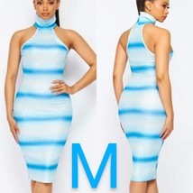 Blue Ombre Metallic Turtle Neck Midi Dress~Size M - £22.81 GBP