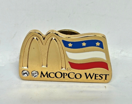 Mcdonalds McOpCo West Flag Studded Gold Lapel Pin Collectible - $8.43 CAD