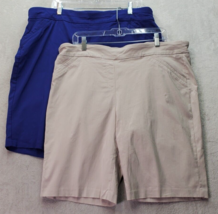 Lot Off Two Coral Bay Shorts Women&#39;s 18W Purple Tan Rayon Stretch Elasti... - £21.60 GBP
