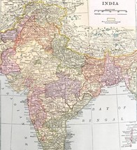 Map Of India 1938 Asia Print Antique Atlas Bay Of Bengal Arabian Sea DWU8 - £27.45 GBP