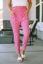 Pink Leopard Print Ankle-length High Waist Skinny Pants - £13.64 GBP+