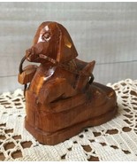 Vintage MJ signed Handcarved DOG IN SHOE CHEWING LACES Wood Art Sculptur... - $466.08 MXN
