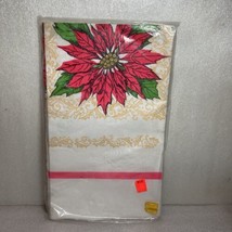 Vintage Futura Tabler Cover Paper Christmas Poinsettia Tablecloth 54&quot; x 88&quot; NOS - £19.70 GBP