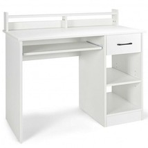 Study Laptop Table with Drawer and Keyboard Tray-White - Color: White - $166.99