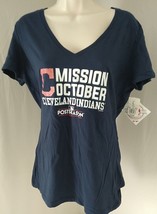 Cleveland Indians woman Large Mission October Post Season 2017 Navy Blue T Shirt - £4.69 GBP