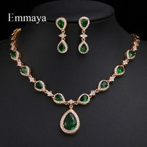 New Arrival Rose Gold Green Waterdrop Appearance Zirconia Charming Costume Acces - £21.68 GBP