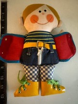 Vintage 1970 Playskool Dapper Dan 10&quot; Teaching/ Learn To Dress Plush Doll - $12.86