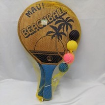 (2) Vintage Maui Beachball Wooden Paddles With Soft Ping Pong Balls - £48.97 GBP