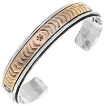 Native American Navajo Sterling Silver 14K Gold Bracelet Mens Cuff s8.5 - £552.37 GBP