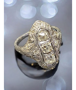 Antique Art Deco Platinum 1.20 TCW Dimond Shield Cocktail Ring 4.84g TW ... - $2,969.99