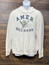 American Eagle Outfitters Hoodie Sweatshirt Large Unisex Graphic Cream A... - $217.39 MXN