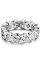 ADIRFINE 925 Sterling Silver 5MM Round Brilliant Cut Bezel Set Eternity Ring - £50.15 GBP