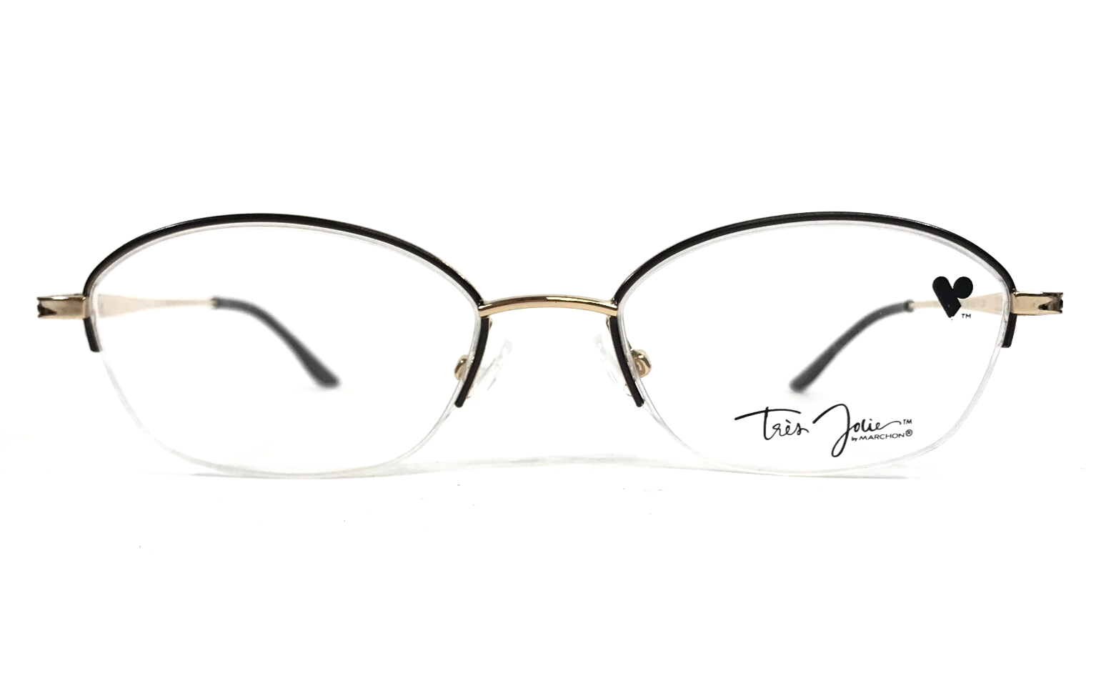 Tres Jolie by Marchon Eyeglasses Frames 118 204 Black Gold Half Rim 49-1... - $59.39