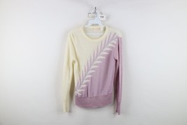 Vintage 70s 80s Mid Mod Womens Large Lightweight Loose Knit Nature Leaf ... - $44.50