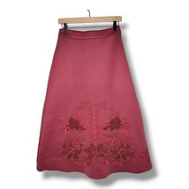 ASOS Women’s Skirt Burgundy Midi Scuba A-Line Embroidered Floral Size 4 NEW  - £19.63 GBP