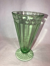 Green Paneled 6 Inch Depression Glass Footed Tumbler Mint - $19.99