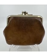 VTNG LA GARDE BROWN LEATHER CHANGE PURSE,  2 SECTIONS, DOUBLE KISS LOCK ... - $15.00