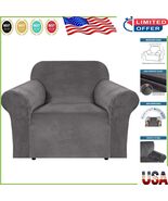 Elegant Plush Velvet Armchair Cover - Stylish &amp; Stretchable Chair Slipcover - $941.43 MXN