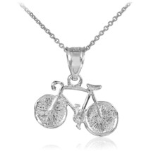 925 Sterling Silver Bicycle Charm Sports Pendant Necklace Made In USA - £26.29 GBP+