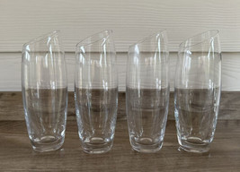 Set of 4 Clear Glass Bud Vases Clear Slant Cut Opening 6.6” Tall 1.5” Opening - £18.16 GBP