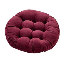 21-Inch Round Floor Pillow Tufted Support Padded Boosted Cushion, Red Wine - $40.52
