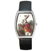 White Rabbit I&#39;m Late Alice In Wonderland Barrel Color Unisex Art Wrist Watch - £19.06 GBP