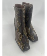Franco Sarto Size 9 M Generous Leather Snake Print Block women Heel Bootie - $38.50 CAD