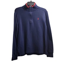 Ralph Lauren Kids Navy Quarter Zip Pullover Sweater with Red Trim Classic Casual - $24.74